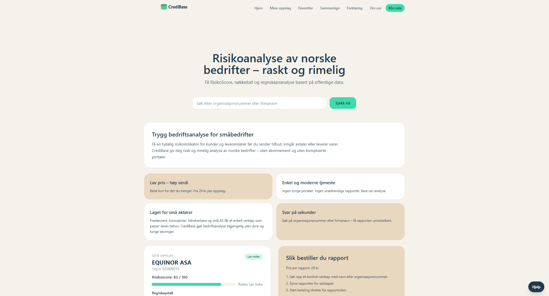 Forhåndsvisning av Credibase